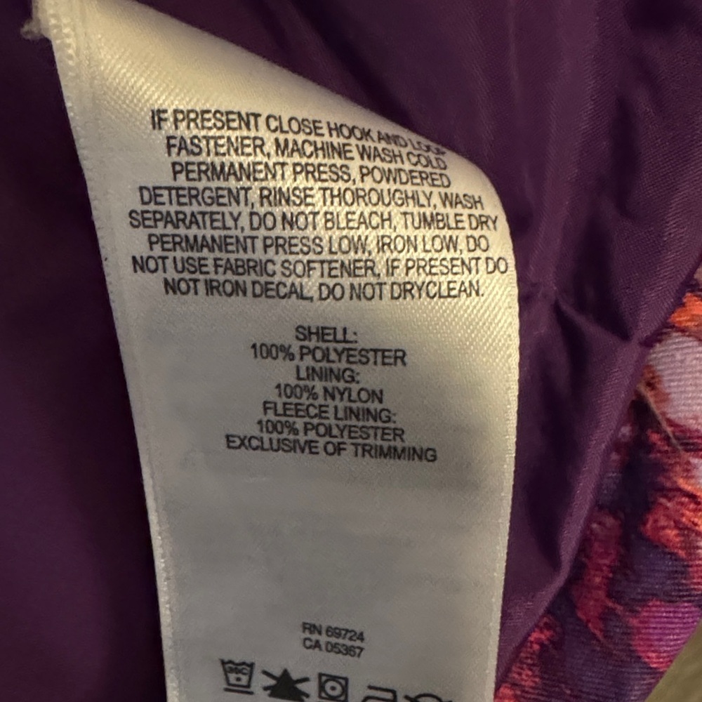 Columbia Kids Purple Floral Waterproof Coat with Pink & Orange Accents - Picture 12 of 14